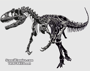 Скелет аллозавра - трафарет для декора