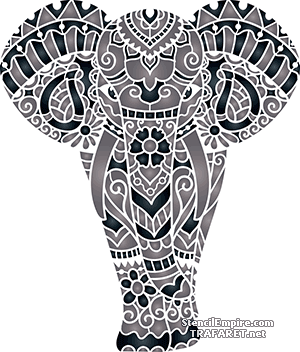 Кружевной индийкий слон А - трафарет для декора