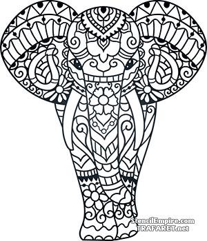 Кружевной индийкий слон Б - трафарет для декора