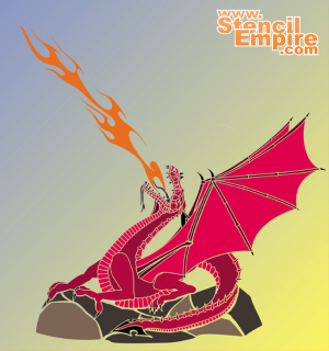 Огнедыщащий дракон 2 - трафарет для декора
