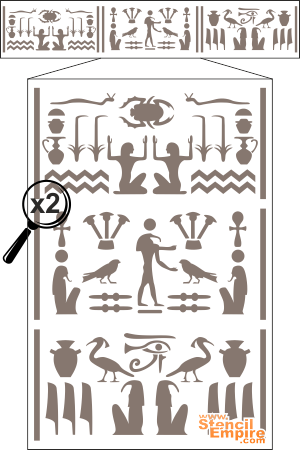 Бордюр из иероглифов - трафарет для декора