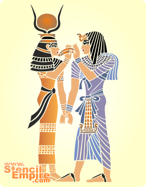 Фараон и богиня (трафарет для рисования)