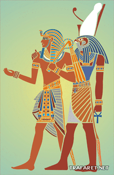 Тутанхамон и Гор - трафарет для декора