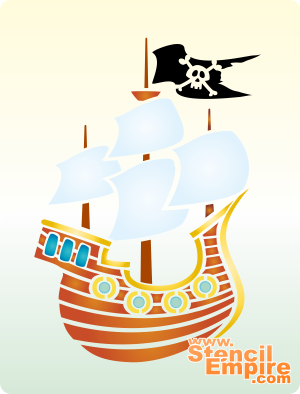 Пиратский корабль - трафарет для декора
