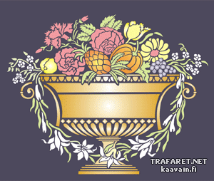 Ваза с фруктами и цветами - трафарет для декора