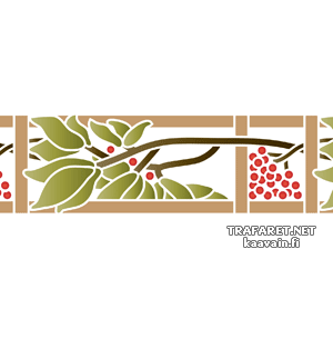 Листья и ягоды: бордюр - трафарет для декора