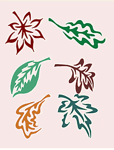 Шесть листьев - трафарет для декора
