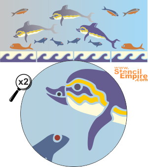 Дельфины с Крита (трафарет для декора)