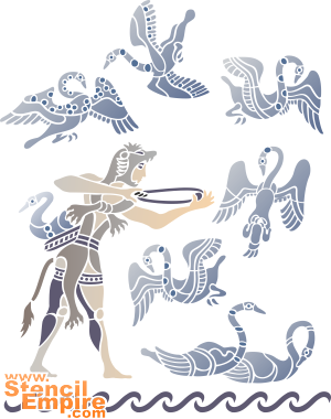 Геракл и птицы - трафарет для декора