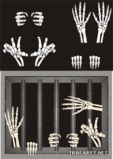 Руки скелетов - трафарет для декора