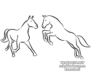 Две лошади 3а - трафарет для декора