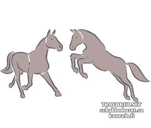 Две лошади 3в - трафарет для декора
