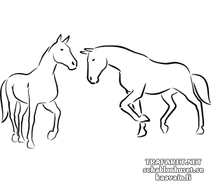 Две лошади 4а - трафарет для декора