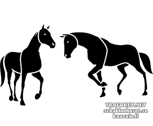 Две лошади 4б - трафарет для декора