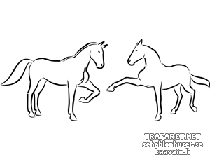 Две лошади 5а - трафарет для декора