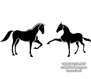Две лошади 5б - трафарет для декора