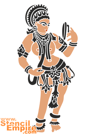Индианка с зеркалом - трафарет для декора