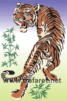 Японский тигр - трафарет для декора