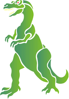 Зеленый динозавр - трафарет для декора