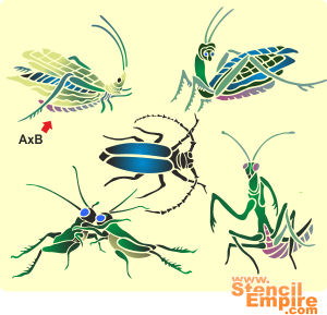 Пять насекомых - трафарет для декора