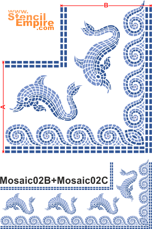 Угол Дельфины - трафарет для декора