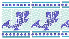 Мозаика с рыбами - трафарет для декора