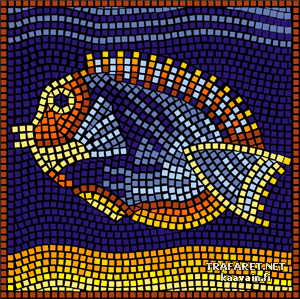 Плывущая рыба (мозаика) - трафарет для декора