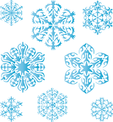 Восемь снежинок V - трафарет для декора