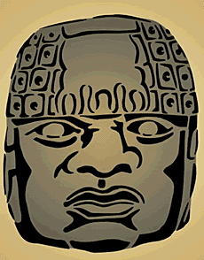 Каменная голова ольмеков - трафарет для декора