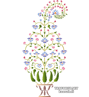 Восточный цветок в вазе - трафарет для декора