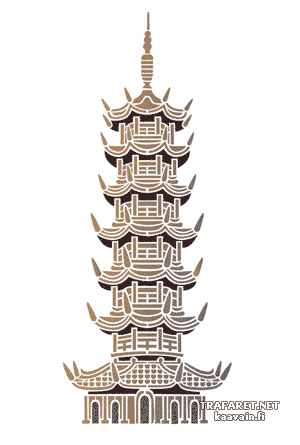 Большая пагода - трафарет для декора