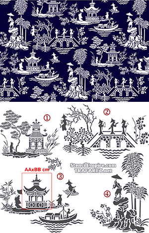 Обои с пагодами - трафарет для декора