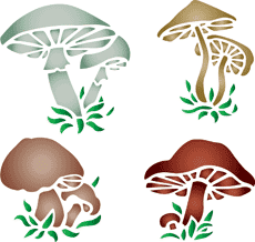 Разные грибы - трафарет для декора