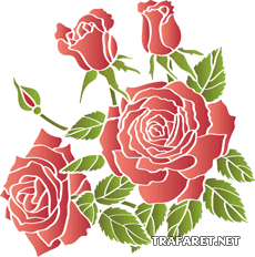 Алые розы 1 - трафарет для декора
