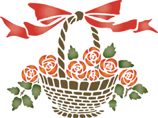 Розы в корзине - трафарет для декора