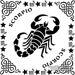 Скорпион в рамке - трафарет для декора