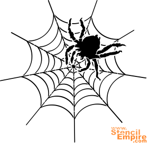 Большой паук на паутине - трафарет для декора