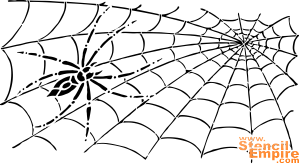 Тощий паук на паутине - трафарет для декора