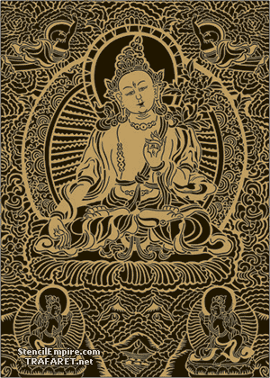 Большой Будда на лотосе (Индийские и буддистские трафареты)