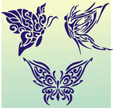 Бабочки тату 03 - трафарет для декора