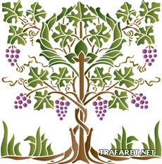 Виноградное дерево - трафарет для декора