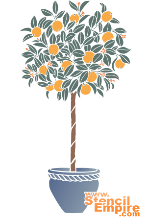 Апельсиновое дерево - трафарет для декора