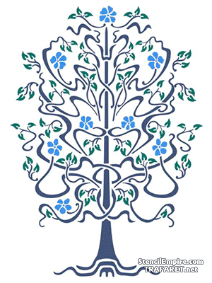 Трафарет для декора Цветущее дерево модерн