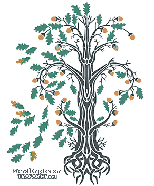 Осенний дуб Модерн - трафарет для декора