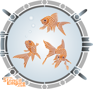 Рыбки в иллюминаторе - трафарет для декора