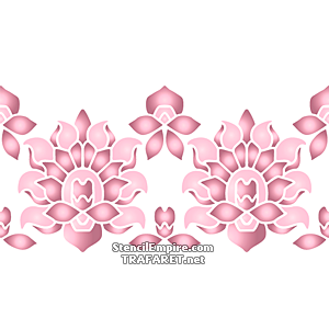 Бордюр из цветущих лотосов В - трафарет для декора