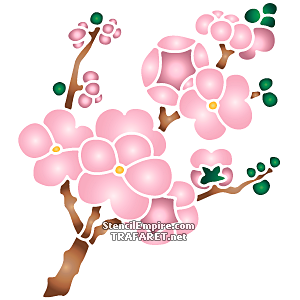 Цветущая ветка сакуры А - трафарет для декора