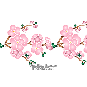 Ветка сакуры в цвету В - трафарет для декора