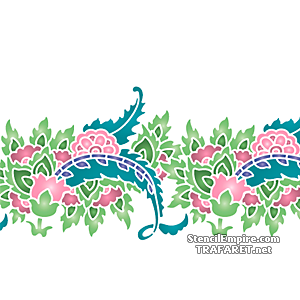 Бордюр цветочный пейсли В - трафарет для декора