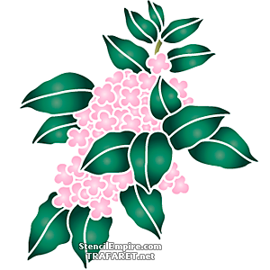 Розовая ветка гортензии - трафарет для декора